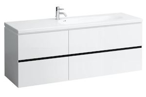 Kúpeľňová skrinka pod umývadlo Laufen Palomba 158,9x47,5x57,5 cm biela mat H4074041802201