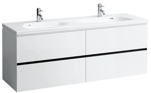 Kúpeľňová skrinka pod umývadlo Laufen Palomba 158,9x47,5x57,5 cm biela mat H4074541802201