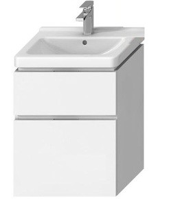 Závesná kúpeľňová skrinka pod umyvadlo v bielej farbe o rozmere 64x471x68,3 cm.