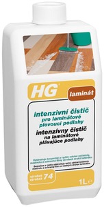 HG Intenzívny čistič na laminátové plávajúce podlahy odstraňuje účinne, bezpečne a rýchlo veľmi odolné nečistoty, mastnotu a ochranné filmy zo všetkých druhov laminátu.