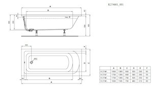 Obdĺžniková vaňa Ideal Standard Hotline New 170x75 cm akrylát ľavá aj pravá K274601