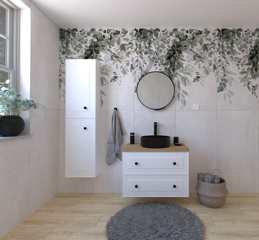Kúpeľňová zostava s umývadlom vrátane umývadlovej batérie, vtoku a sifónu Naturel Forli biela KSETFORLI10
