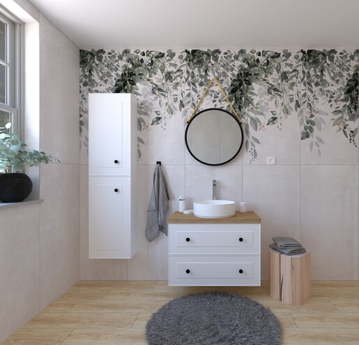 Kúpeľňová zostava s umývadlom vrátane umývadlovej batérie, vtoku a sifónu Naturel Forli biela KSETFORLI11
