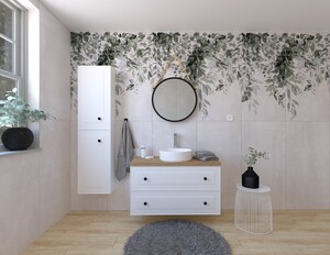 Kúpeľňová zostava s umývadlom vrátane umývadlovej batérie, vtoku a sifónu Naturel Forli biela KSETFORLI2
