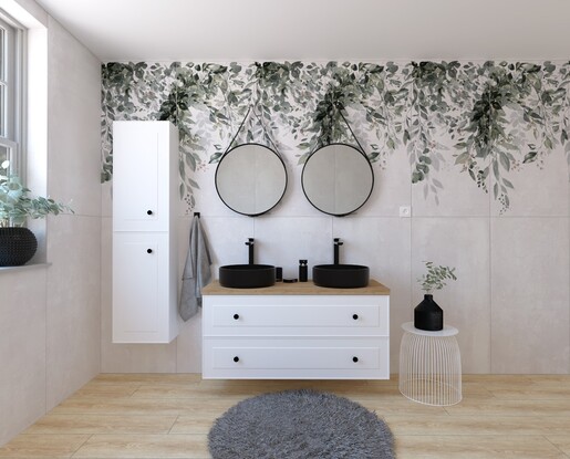 Kúpeľňová zostava s umývadlom vrátane umývadlovej batérie, vtoku a sifónu Naturel Forli biela KSETFORLI4