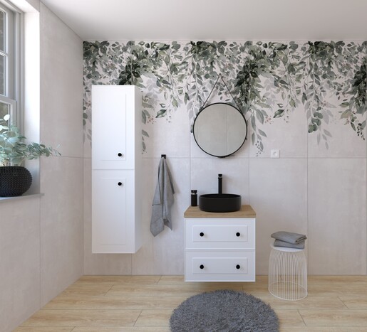 Kúpeľňová zostava s umývadlom vrátane umývadlovej batérie, vtoku a sifónu Naturel Forli biela KSETFORLI7