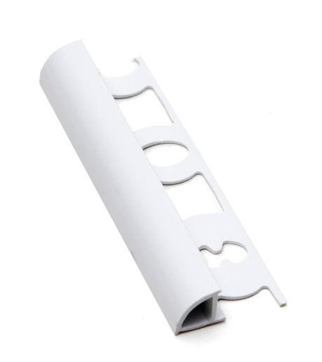Lišta ukončovacia oblá PVC biela, dĺžka 250 cm, výška 8 mm, L8250