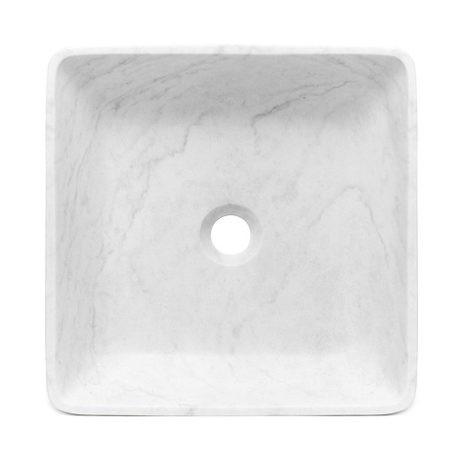 Umývadlo na dosku Triomini Lapis 40x40 cm biely mramor mat bez prepadu LA4010WM