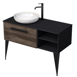 Kúpeľňová skrinka pod umývadlo Naturel Luxe 110x36x50 cm čierna bridlica / drevo lesk LUXE110LCDLBU