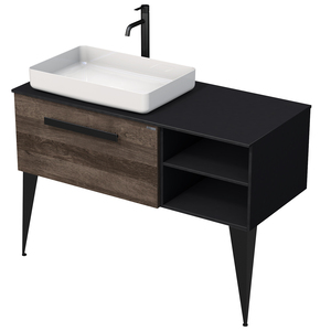 Kúpeľňová skrinka pod umývadlo Naturel Luxe 110x36x50 cm čierna bridlica / drevo lesk LUXE110LCDLBU50