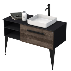 Kúpeľňová skrinka pod umývadlo Naturel Luxe 110x36x50 cm čierna bridlica / drevo lesk LUXE110PCDLBU32
