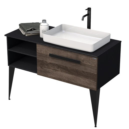 Kúpeľňová skrinka pod umývadlo Naturel Luxe 110x36x50 cm čierna bridlica / drevo lesk LUXE110PCDLBU50