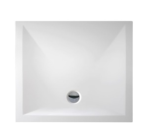 Nová obdĺžniková sprchová vanička z liateho mramoru v klasickom prevedení farby - Biela. Nízka nástupná hrana 3 cm. Sifón umiestnený na dlhšej strane.