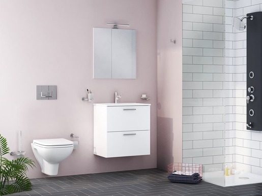 Kúpeľňová zostava s umývadlom zrcadlem a osvětlením VitrA Mia 59x61x39,5 cm biela lesk MIASET60B