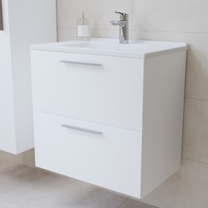 Kúpeľňová zostava s umývadlom zrcadlem a osvětlením VitrA Mia 59x61x39,5 cm biela lesk MIASET60B