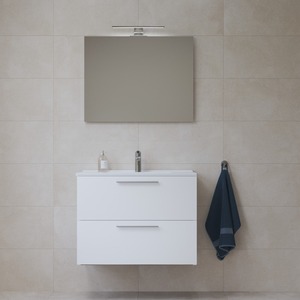 Kúpeľňová zostava s umývadlom, zrkadlom a osvetlením VitrA Mia 79x61x39,5 cm biely lesk MIASET80B