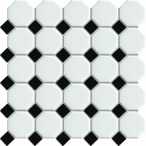 Keramická mozaika Premium Mosaic mix čierna / biela 30x30 cm mat / lesk MOSOCTAGON