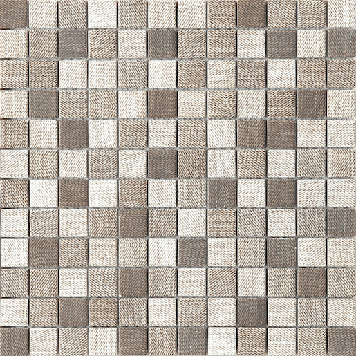 Sklenená mozaika v béžovej farbe o rozmere 31x31 cm a hrúbkou 6 mm s matným povrchom. Základný prvok v tvare štvorca o rozmere 2,3x2,3 cm.