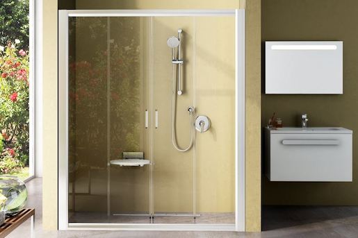 Sprchové dvere Ravak Rapier posuvné 190 cm, sklo číre, biely profil 0ONL0100Z1
