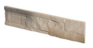 Kamenný obklad z betónu svojim vzhľadom a štruktúrou verne imituje prírodný kameň v šedej farbe o rozmere 11x52 cm.