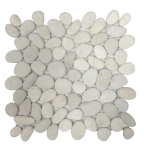Mrazuvzdorná kamenná mozaika v bielej farbe o rozmere 30x30 cm a hrúbkou 8 mm s matným povrchom. Základný prvok má nepravidelný tvar.