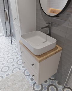 Kúpeľňová skrinka pod úmyvadlo Salgar Renoir 80x58x46 cm biela bavlna mat RENOIR80BM