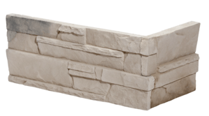Roh kamenného obkladu z betónu svojim vzhľadom a štruktúrou verne imituje prírodný kameň  v šedej farbe o rozmere 14,5x34x15,5 cm.
