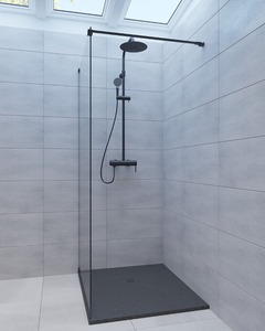 Sprchový systém SAT na stenu s pákovou batériou čierna SATSSPKC