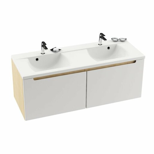 Kúpeľňová skrinka pod umývadlo Ravak Classic 130x49 cm breza/biela X000000423