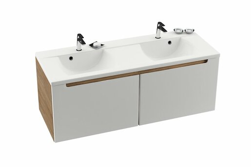 Kúpeľňová skrinka pod umývadlo Ravak Classic 130x49 cm cappuccino/biela X000000958
