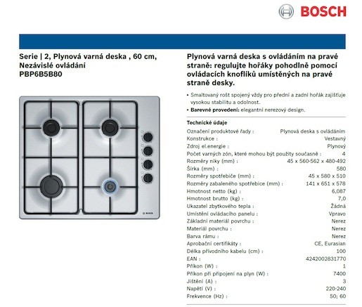 Rúra + plynová varná doska Bosch SETBO1
