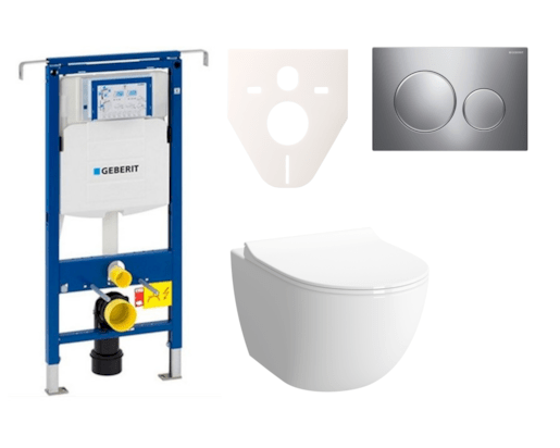 Cenovo zvýhodnený závesný WC set Geberit do ľahkých stien / predstenová montáž + WC VitrA VitrA Shift SIKOGES4N41