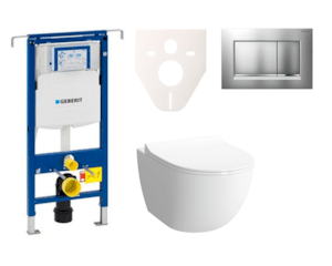 Cenovo zvýhodnený závesný WC set Geberit do ľahkých stien / predstenová montáž + WC VitrA VitrA Shift SIKOGES4N7