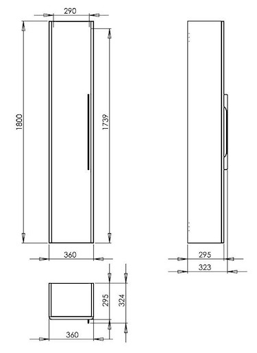 Kúpeľňová skrinka vysoká Kolo Kolo 36x29,5x180 cm biela lesk SIKONKOTVSBL