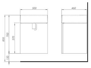 Kúpeľňová skrinka s umývadlom Kolo Twins 50x70 cm v prevedení grafit strieborný SIKONKOTW501SG