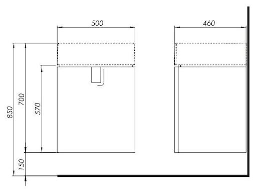 Kúpeľňová skrinka s umývadlom Kolo Twins 50x70 cm v prevedení grafit strieborný SIKONKOTW501SG