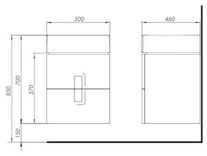 Kúpeľňová skrinka s umývadlom Kolo Twins 50x57 cm v prevedení grafit strieborný SIKONKOTW502SG