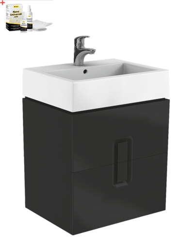 Kúpeľňová skrinka s umývadlom Kolo Twins 60x70 cm čierna mat SIKONKOTW602CM