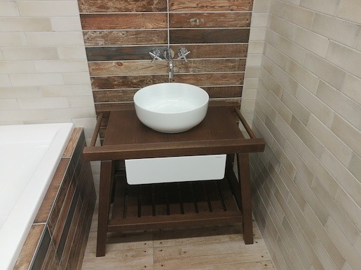 Kúpeľňová skrinka pod umývadlo Naturel Solid 92x50 cm buk/biela SIKONSAPM095