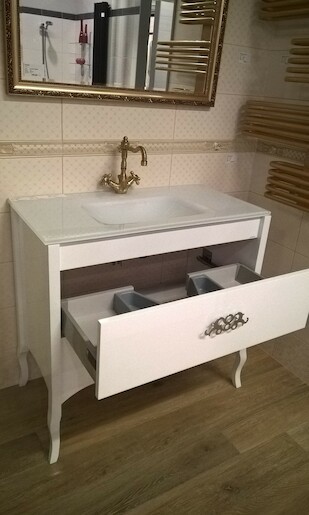 Kúpeľňová skrinka pod umývadlo Naturel Aria V 89,5x45 cm biela SIKONSS18125