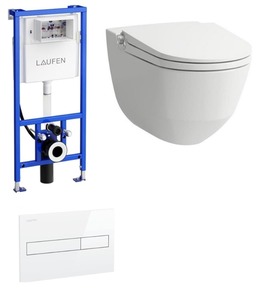Akčný balíček Laufen RIVA závesné WC + podomietkový modul + WC tlačidlo chróm lesk + hodinky SIKOSLRI004
