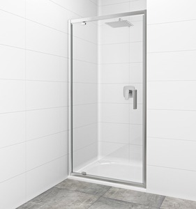 Sprchové dveře bez madiel a vaničky v lesklom chróme, výplň je z číreho skla bez dekoru. S povrchovou úpravou Easy Clean, ktorá uľahčuje čistenie a minimalizuje usadzovaniu vodného kameňa. Otočný systém otvárania. Ľavá i pravá orientácia.