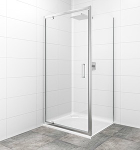 Sprchové dveře bez madiel a vaničky v lesklom chróme, výplň je z číreho skla bez dekoru. S povrchovou úpravou Easy Clean, ktorá uľahčuje čistenie a minimalizuje usadzovaniu vodného kameňa. Otočný systém otvárania. Ľavá i pravá orientácia.