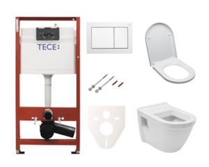 Cenovo zvýhodnený závesný WC set TECE do ľahkých stien / predstenová montáž + WC Vitra Integra vr. sedátka SIKOTSV0