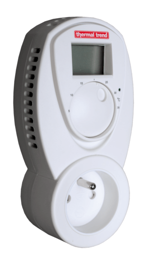 Termostat použiteľný ku všetkým watážam vykurovacích tyčí s označením SKV, umožňuje reguláciu teploty a vypnutia. Umiestňuje sa priamo do zásuvky a z obyčajnej vykurovacej tyče tak urobí vykurovaciu tyč s termostatom.