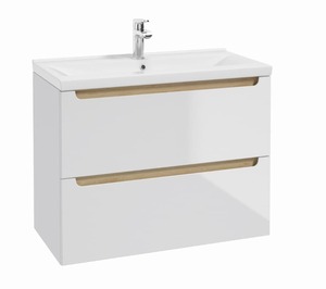 Závesná kúpeľňová skrinka s keramickým umývadlom VERSO80 v bielej farbe. Rozmery 80x60x45 cm. Predný povrch MDF lakovaný. Horná zásuvka s výrezom na sifón. Výrobok je dodávaný v rozloženom stave vrátane montážneho návodu.