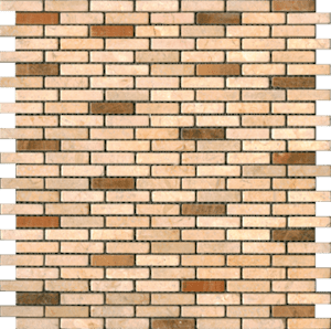 Mrazuvzdorná kamenná mozaika v béžovej farbe o rozmere 29x30,5 cm a hrúbkou 7 mm s matným povrchom. Základný prvok v tvare obdĺžnika o rozmere 1x4 cm.
