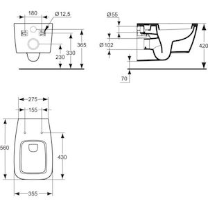 WC doska Ideal Standard Dea duroplast biela T663701