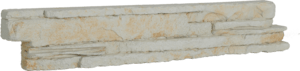Kamenný obklad z betónu svojim vzhľadom a štruktúrou verne imituje prírodný kameň v bielej farbe o rozmere 6,7x37,5 cm.