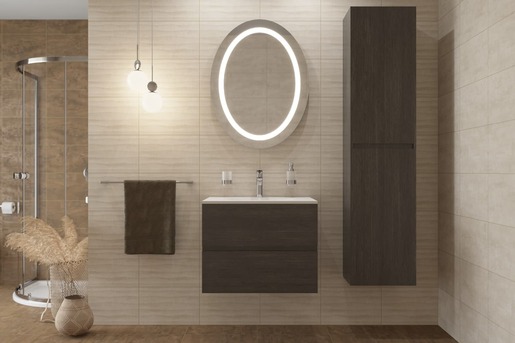 Kúpeľňová skrinka s umývadlom bílá mat Naturel Verona 66x51,2x52,5 cm tmavé drevo VERONA66BMTD